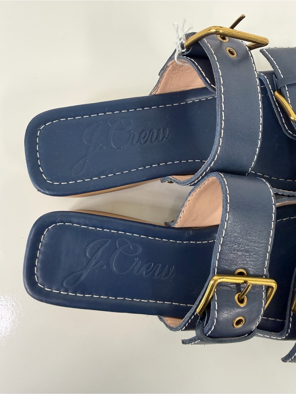 J.Crew Women’s Double Buckle Slide Sandals - Navy Blue Gold Hardware. Size: 7.5 - Picture 5 of 7